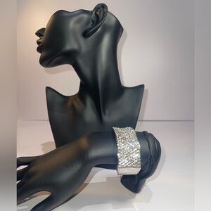 Rhinestone Cuff Hinged Bracelet.